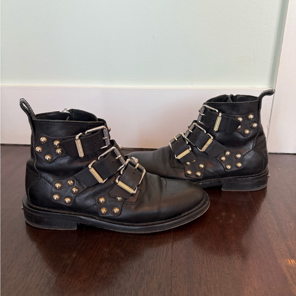 Laureen Studded Metal Moto Boots by Zadig & Voltaire